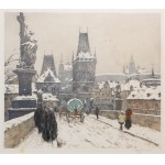 TAVÍK FRANTIŠEK ŠIMON (ČECH / BOHEMIAN 1877 - 1942) - Karlov most a Hradčany v zime