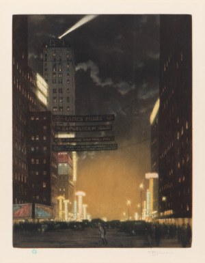 TAVÍK FRANTIŠEK ŠIMON (CZECH / BOHEMIAN 1877 - 1942) - New York at night