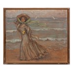 VIKTOR STRETTI (CZECH / BOHEMIAN 1878 - 1957) - Lady on the beach