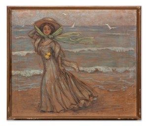VIKTOR STRETTI (CZECH / BOHEMIAN 1878 - 1957) - Lady on the beach