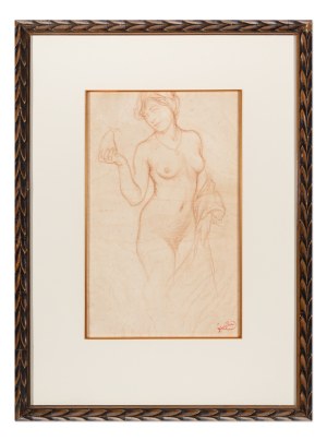 FRANTIŠEK KUPKA (CZECH / BOHEMIAN 1871 - 1957) - Study of a girl's nude with a pear