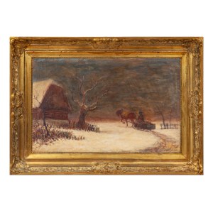 VLASTIMIL RADA (TCHÈQUE / BOHÉMIEN 1895 - 1962 ) - Paysage d'hiver avec luges