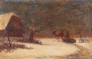 VLASTIMIL RADA (CZECH / BOHEMIAN 1895 - 1962 ) - Winter landscape with sledges