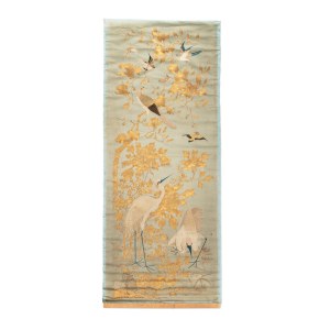 SILK EMBROIDERED PANEL WITH BIRD MOTIFS | CHINA (CHINA / CHINESE 19TH-20TH CENTURY)