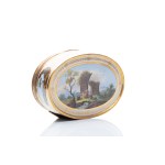 TABATIÈRE OVALE EN PORCELAINE AVEC PAYSAGES PEINTS | ALLEMAGNE (ALLEMAGNE / ALLEMAND VERS 1800)