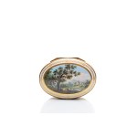 TABATIÈRE OVALE EN PORCELAINE AVEC PAYSAGES PEINTS | ALLEMAGNE (ALLEMAGNE / ALLEMAND VERS 1800)