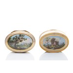 TABATIÈRE OVALE EN PORCELAINE AVEC PAYSAGES PEINTS | ALLEMAGNE (ALLEMAGNE / ALLEMAND VERS 1800)