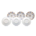 SET OF DESSERT PLATES WITH BLUE AND GOLD DECORATION | TANNAWA / ZHDANOV (CZECH / BOHEMIAN 19TH CENTURY)