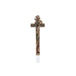 POLYCHROME WOODEN CROSS WITH RELIQUARY BOX | CENTRAL EUROPE (CENTRAL EUROPE / CENTRAL EUROPEAN 19TH CENTURY)