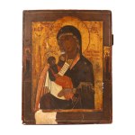 ORTHODOX ICON "THEOTOKOS OF VLADIMIR WITH CHRIST" WITH SAINTS THEODORE AND EUPHEMIA | RUSSIA (RUSSIA / RUSSIAN 19TH CENTURY)