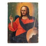 ORTHODOX ICON "CHRIST PANTOCRATOR WITH THE SPHERE OF CREATION" | RUSSIA (RUSSIA / RUSSIAN 19TH CENTURY)