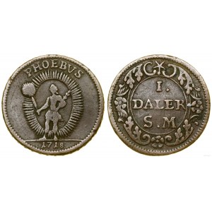 Suède, 1 daler, 1718, Stockholm