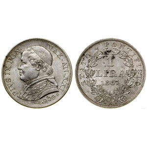 Vatican City (Church State), 1 lira, 1867 R, Rome