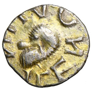 The Franks, the Merovingians, a triens (tremissis) with an air hole, 7th century, mint unknown