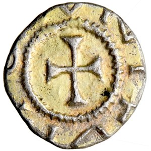 The Franks, the Merovingians, a triens (tremissis) with an air hole, 7th century, mint unknown