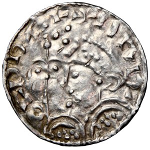 Anglia, Harold I Zajęcza Stopa, pens typu Fleur-de-Lis, 1038-1040, men. Londyn, mincerz Brungar