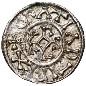 France, Carolingians, Charles II the Bald, denarius, ca. 864–875, minted at Curtisasonien