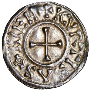France, Carolingians, Charles II the Bald, denarius, ca. 864–875, minted at Curtisasonien