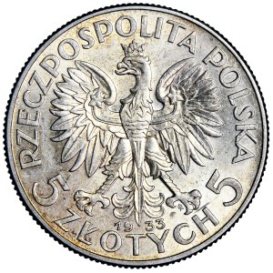 Poland, Second Polish Republic, 5 zlotych, 1933, Polonia design, minted in Warsaw