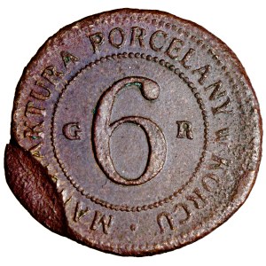 Poland, Korzec, Porcelain Manufactory, substitute coin, 6 groszy, ca. turn of the 18th and 19th centuries.