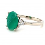14K WHITE GOLD RING 2.51 GR WITH COLOMBIAN EMERALD AND DIAMONDS - RNG40218