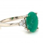 14K WHITE GOLD RING 2.51 GR WITH COLOMBIAN EMERALD AND DIAMONDS - RNG40218