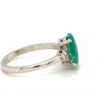 14K WHITE GOLD RING 2.51 GR WITH COLOMBIAN EMERALD AND DIAMONDS - RNG40218