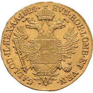 František II., 1792 - 1835, Dukát 1824 E, Karlovský Bělehrad, 3.471g, nep.hr.,