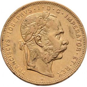 František Josef I., 1848 - 1916, 8 Zlatník 1871 (pouze 34.000 ks), 6.434g, dr.hr.,