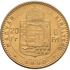František Josef I., 1848 - 1916, 8 Zlatník 1890 KB - bez znaku Rijeky, 6.440g,