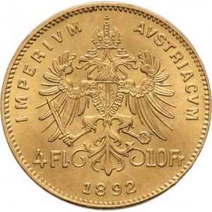 František Josef I., 1848 - 1916, 4 Zlatník 1892 - novoražba, 3.220g, pěkná patina