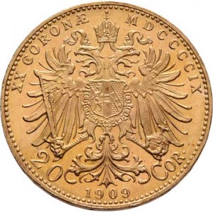 František Josef I., 1848 - 1916, 20 Koruna 1909 - Marschall, 6.776g, nep.hr.,