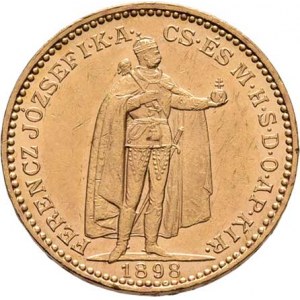 František Josef I., 1848 - 1916, 20 Koruna 1898 KB, 6.771g, nep.hr., nep.rysky, pěkná