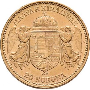 František Josef I., 1848 - 1916, 20 Koruna 1898 KB, 6.771g, nep.hr., nep.rysky, pěkná
