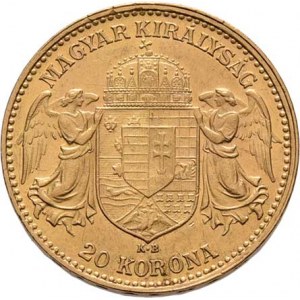 František Josef I., 1848 - 1916, 20 Koruna 1904 KB, 6.766g, nep.hr., nep.rysky, pěkná