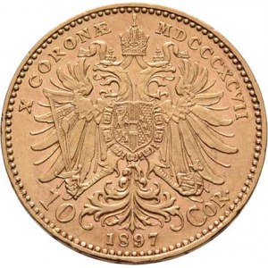 František Josef I., 1848 - 1916, 10 Koruna 1897, 3.372g, nep.hr., nep.rysky, pěkná