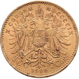 František Josef I., 1848 - 1916, 10 Koruna 1909 - Marschall, 3.385g, dr.hr.,