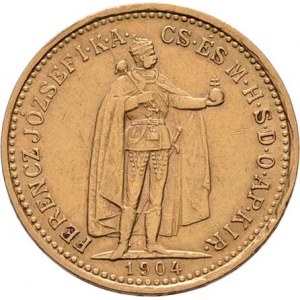 František Josef I., 1848 - 1916, 10 Koruna 1904 KB, 3.364g, nep.hr., nep.rysky, pěkná