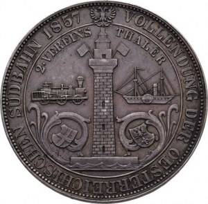 Rakouská a spolková měna, údobí let 1857 - 1892, 2 Tolar spolkový 1857 A - Jižní dráha - lístky