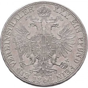 Rakouská a spolková měna, údobí let 1857 - 1892, Tolar spolkový 1864 A, 18.488g, nep.hr., nep.rysky