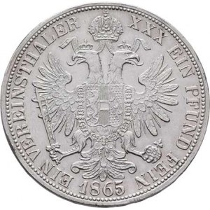 Rakouská a spolková měna, údobí let 1857 - 1892, Tolar spolkový 1865 E, 18.449g, dr.hr., dr.rysky R