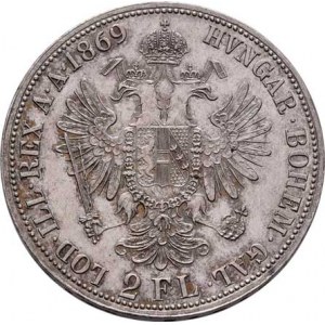 Rakouská a spolková měna, údobí let 1857 - 1892, 2 Zlatník 1869 A, 24.643g, nep.hr., nep.rysky, pěk