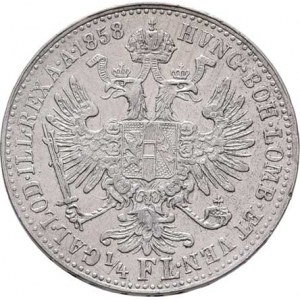 Rakouská a spolková měna, údobí let 1857 - 1892, 1/4 Zlatník 1858 E - menší ozn. nominálu, 5.261g,
