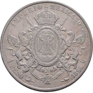 Mexiko, Maximilian, 1864 - 1867, Peso 1866 Mo, Mexiko, KM.388.1 (Ag903), 26.961g,