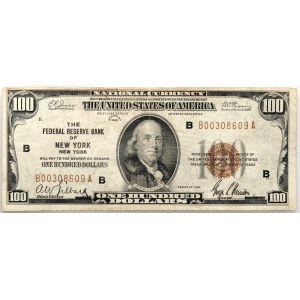 USA, Federal Reserve Bank of New York, 100 Dollars 1929