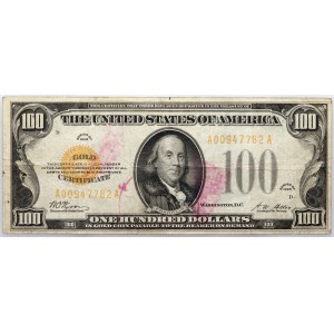 USA, 100 Dollars 1928, Gold Certificate, series A