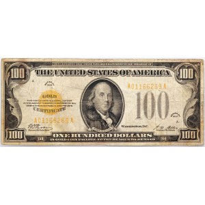 USA, 100 Dollars 1928, Gold Certificate, Serie A