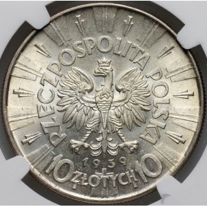 Second Republic, 10 gold 1939, Warsaw, Jozef Pilsudski