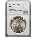 Second Republic, 10 gold 1939, Warsaw, Jozef Pilsudski