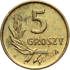 People's Republic of Poland, 5 pennies 1958, SAMPLE, brass